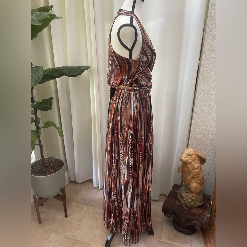 NEW A'Reve Gold Pleated Ruched Maxi Dress - Picture 2 of 14